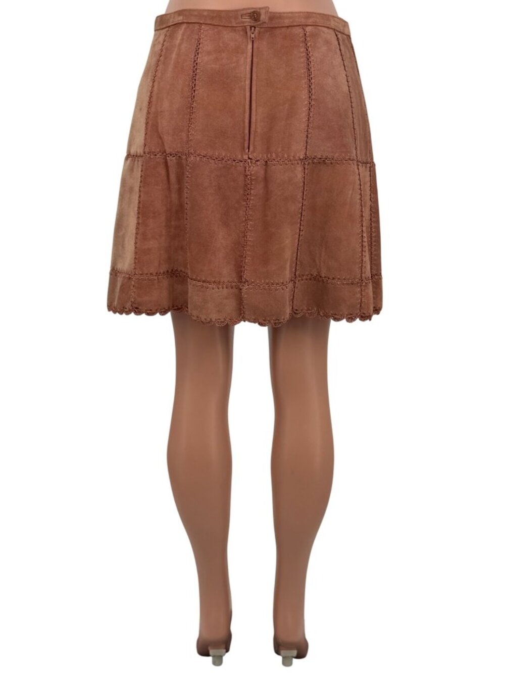 Free People Suede Patchwork High Waist Mini Skirt | Western Boho Coastal 70s 10 - Picture 9 of 16